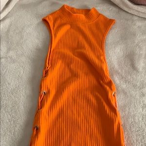 Orange Side-Roped Maxi Dress